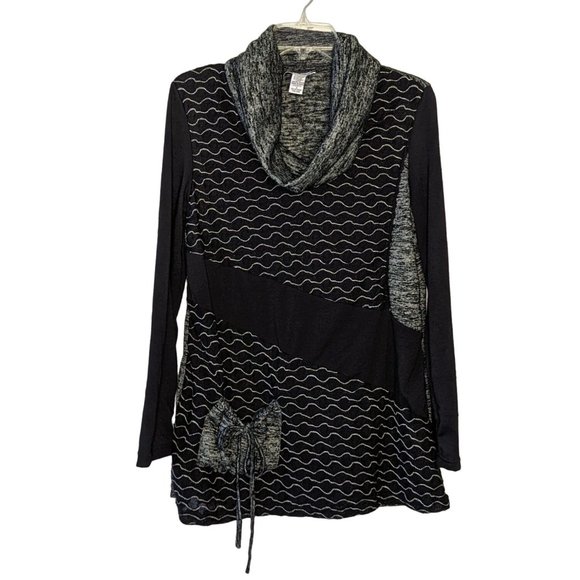 Mirror Image long sleeve black and gray‎ comfortable Bohemian Cowl neck Tunic S - Picture 5 of 6